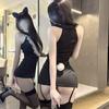 Roupa de Dormir Sexy com Estilo Puro e Sedutor, Uniforme de Menina Coelho com Renda de Alta Qualidade nas Costuras, Decote Halter e Vestido Curto Bodycon
