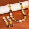 Conjunto de Brincos e Colar de Diamante Prata Vintage Usado Corrente de Clavícula Retro Europeu e Americano Luxo Acessível Joias de Alta Qualidade