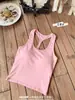 Top de tirantes de punto para mujer, verano, una pieza, con almohadilla de sujetador, halter, espalda en T de chica picante, espalda bonita, prenda exterior versátil, ropa para mujer