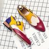 Sapatos Masculinos de Couro Color Block Transfronteiriços, Sapatos Casuais Fashion da Passarela com Bico Fino, Sapatos de Noivo para Casamento, Sapatos de Couro Masculinos de Tamanho Grande
