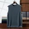 2026 Novo Colete de Tricô Gola Redonda de Caxemira Outono e Inverno para Homens, Cores Sólidas Solto Pulôver Sem Mangas Colete Top