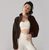 Chaqueta de Forro Polar Personalizada Transfronteriza para Mujer Cuello Alto Cremallera Corta Cárdigan Sudadera de Forro Polar Pedido de Comercio Exterior Procesamiento OEM