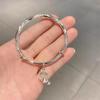 Pulseira Shake Voice Live Cobre Branco Prateado Sonho Prata Enrolamento de Seda Sino Push-Pull Feminina Estilo Mori Fresca Sólida