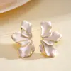 Brincos Europeus e Americanos Cruzados de Flor Gota de Óleo, Brincos de Temperamento Fresco e Doce, Luxo Leve, High-End, Brincos Versáteis para Mulheres