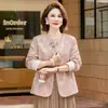Nueva moda de otoño, elegante chaqueta jacquard de estilo chino para mamá de mediana edad, top versátil y adelgazante