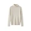 Elegante ropa acanalada de cuello alto para niños con textura vertical, adelgazante, algodón puro, cómoda y agradable para la piel, top versátil de otoño e invierno para niños