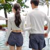 Traje de baño de dos piezas para mujer estilo coreano 2026, pantalones de playa adelgazantes de manga larga, traje de surf, snorkel y buceo estilo pareja para hombre