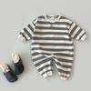 Ropa Infantil Ins estilo Coreano Bebé Primavera y Otoño Algodón Cómodo Sudadera Rayada Mameluco Bebé Ropa Larga para Gatear