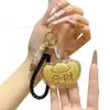 Lingote de Oro Puro 999 Llavero con Cordón de Cuero Colgante Decoración para Bolso Regalo de Reunión Anual para Clientes