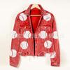 Chaqueta de solapa lavada popular de otoño e invierno de estación independiente transfronteriza europea y americana, chaqueta de mujer de uniforme de béisbol de pana con lentejuelas