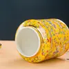Latas de Té Rectas de Color Esmaltado Jingdezhen Cerámica Sellada Retro de Lujo Ligero Estilo Chino Nuevo Decoración del Hogar