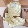 2025 Novo Conjunto de Pijama Doce Fino de Algodão Nuvem para Primavera e Outono, Manga Longa e Calça Longa, Roupa de Casa Adequada para Usar ao Ar Livre