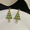 Brincos de Árvore de Natal Estilo Luxo Leve 2025 Novo Design de Nicho Moda de Ponta Joias Femininas Estilo Exquisito Atacado