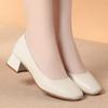 Fabricante Entrega Zapatos de Cuero de Aeromoza Suela Suave Punta Redonda Tacón Grueso Zapatos de Trabajo para Mujer Negros Hotel Formal Zapatos para Entrevista Zapatos para Mujer