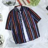 Camisas Coreanas Retro Hawaianas de Manga Corta para Hombre y Mujer Estilo Hong Kong Chic Holgadas para Pareja Playa Marítima Coloridas Modernas