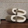 Zapatos Mary Jane de Piel de Vaca Altamente Mercerizada para Mujer, Zapatos Cálidos Peludos, Zapatos Planos Nuevos Estilo con Hebilla de Cuero Genuino, Zapatos de Boca Baja