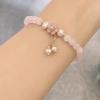 Pulseira de cristal rosa estilo coreano ins círculo único pulseira de borla flor concha pérola de água doce feminina joias atacado