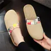 Zapatillas de Lino para el Hogar de Otoño Estampadas Lindas de Moda Antideslizantes Transpirables de Moda Combinan con Todo Suela Gruesa Zapatillas de Lino EVA para Pareja