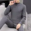 Conjunto Masculino de Algodão Puro para Outono Calça Longa e Camisa Térmica 100% Algodão Camada Base Suéter para Pai Gola Alta Espessada Venda por Atacado