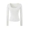 Estilo Europeu Nova Camiseta Básica de Manga Longa Outono para Mulheres 2026 Camisa de Base Slimming Cropped Fashion