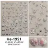 Redanco 5D Embossed Ins Adesivos de Unha Mais Vendidos Hot Stamping Flor de Cerejeira Prateada Laço 3D Decalques de Unha He1951