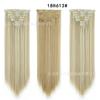 Conjunto de sete peças de extensões de cabelo sem costura, extensões de cabelo sintético liso e longo com 16 presilhas, em cor sólida, material de fibra resistente a altas temperaturas.