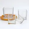 Taza cuadrada para vela al por mayor personalizada, taza vacía, taza para aromaterapia casera, regalo de cumpleaños, portavelas de cristal, taza de vidrio transparente
