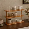 Estante para tazas de escritorio, estante de almacenamiento para tazas de mesa, organizador de tazas de té y café, estante de almacenamiento multicapa para la entrada
