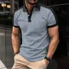 Camisa POLO de manga corta para hombre de venta caliente transfronteriza europea y americana, impresión 3D, casual de negocios, botón, solapa, Polo