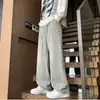 Jeans de hombre de moda, corte holgado estilo americano, cordón, pierna recta, pantalones largos casuales, estilo coreano, a la moda, retro, pierna ancha, versátiles