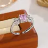Anillo abierto floral de diamante estilo francés, disponible en oro y plata, anillo de circón versátil y lujoso, accesorio de moda con un ambiente atmosférico