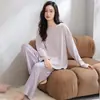 Pijamas de Otoño y Primavera para Mujer 2026 Estilo Nuevo Delgado Algodón Puro Manga Larga Dibujos Animados Lindos Ropa de Casa para Mujer Talla Grande Se Puede Usar Afuera