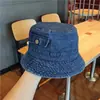 Sombrero de Pescador para Mujer Primavera/Verano Nuevo Vintage Mezclilla Bolsillo Pequeño Ala Corta Sombrero de Cubo Estilo Japonés Lavado Moderno Protección Solar Sombrero para el Sol