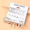 Conjunto de Brincos Metálicos Retrô Conjunto Criativo de Brincos Simples Brincos de Liga Brincos de Pérola Estação Independente Europeia e Americana