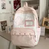 Mochila escolar estilo ins japonesa para meninas, estudantes do ensino fundamental, mochila versátil, fofa, alta aparência, bolsa de ombro dupla, grande capacidade, bolsa pain transparente