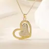 Colar Pingente Coração em Zircônia Banhado a Ouro 18K Cobre Aogu Moda Transfronteiriça Elegante com Design Único e Acessórios de Alto Padrão