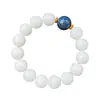 Pulsera de Jade Blanco Bodhi para Mujer Pulsera de una Sola Hilo de Cuentas Redondas Estilo Chino Cuentas Lacadas Cuentas Budistas Jugar con Semillas de Bodhi de Mano Venta al por Mayor