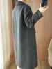 26 Nuevo Estilo Abrigo de Lana Doble Cara de Lana Pura para Mujer, Estilo Largo Otoño e Invierno con Cuello Peter Pan, Sencillo Abrigo de Cachemira Color Sólido