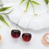 Venta Caliente Estilo Ins Coreanos Artificiales Personalizados Pendientes de Cereza Cereza Elegantes Europeos y Americanos Pendientes de Clip para Oreja sin Perforación
