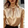 Sitio Independiente de Amazon Moda Femenina Más Vendidos Tops y Camisas Satinadas de Manga Corta