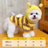 Ropa de otoño e invierno para perros pequeños, atuendo de invierno cálido y forrado de forro polar, disfraz de abeja, adecuado para pasear al perro con correa