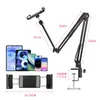 Soporte Giratorio de Doble Brazo Extendido con Tres Secciones para Escritorio, Teléfono Móvil, Ver Series, Tablet de Cabecera Perezosa, Plegable