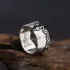 Anillo Plateado con Mantra de Seis Sílabas Grabado y Diseño de Nube Propicia, Anillo de Cola Unisex, Estilo Simple Vintage, Venta Directa del Fabricante