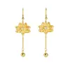 Collar Dorado de Larga Duración y Resistente al Desgaste con Diseño de Loto, Nuevos Aretes y Anillos de Estilo Chino de Verano para Mujer, Joyería de Cobre Dorado Imitación de Alta Gama