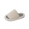 Pantuflas sencillas de peluche para niños, nuevo estilo otoño/invierno 2026, unisex, pantuflas de algodón tipo slip-on de peluche a cuadros estilo perezoso