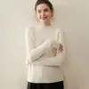 Gola alta meia-calça Ponto Ingot Grosso Outono e Inverno Novo Cor Lisa Manga Longa Suéter Tricô 100% Caxemira Pura para Mulheres