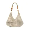 Bolsa de Bolinho Trançada Casual de Grande Capacidade para Mulheres Novo Estilo 2026 Ombro Único Transversal Vazada Bolsa para o Dia a Dia Estilo Férias Bolsa de Praia