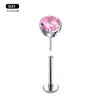 Material de Titânio G23 Haste com Inserção de Zircônia Unha de Orelha com Fundo Plano Unha de Cartilagem da Orelha Unha do Nariz Unha do Lábio Joias para Piercing Brincos Joias para Piercing