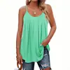 2025 Transfronterizo Amazon para Mujer Casual Verano Cuello Plisado Cuello Redondo Holgado Pequeño Top de Tirantes