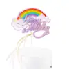 Arco Iris Decorativo Colorido Tarjeta Inserto para Pastel Pastel de Cumpleaños Estrellas Dorada Rosa Azul Enchufe Decoración de Postre para Hornear Inserto